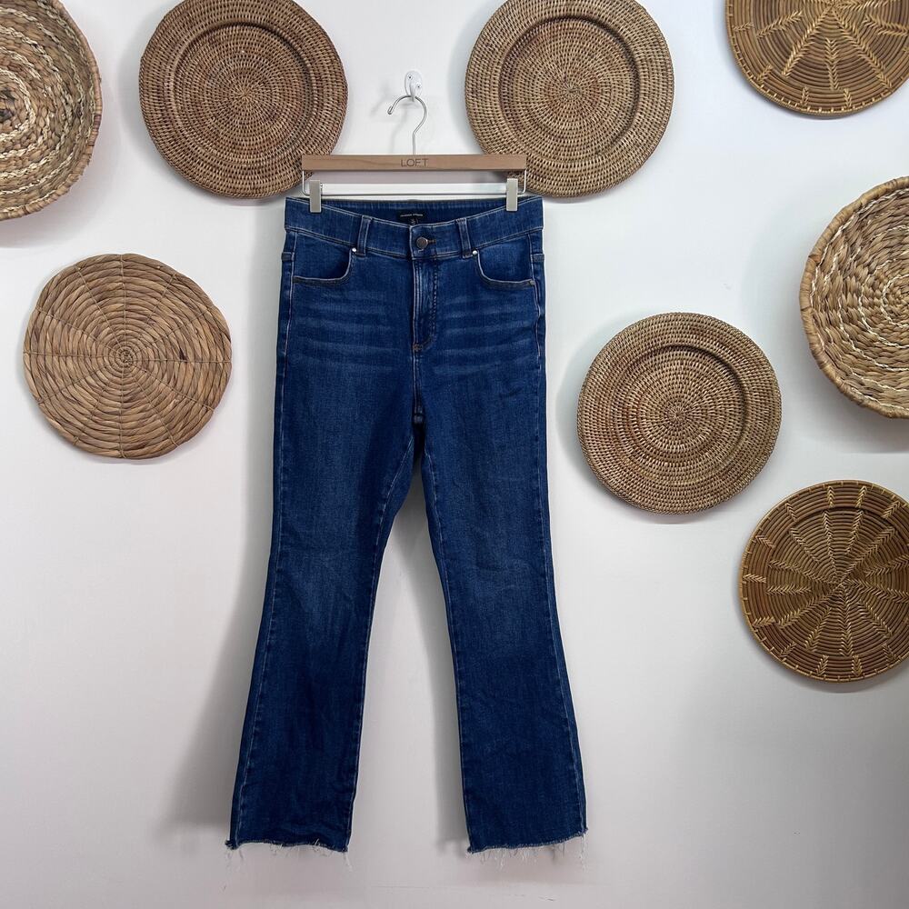 $148 Universal Standard Straight Leg High Rise Raw Hem Jeans Denim 12